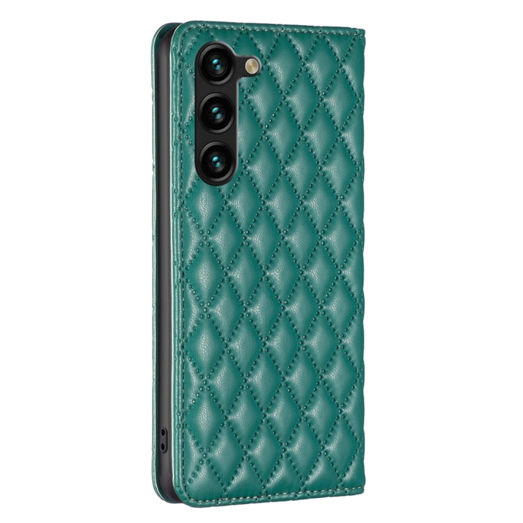 For Samsung Galaxy S24+ 5G Diamond Lattice Magnetic Leather Flip Phone Case(Green)