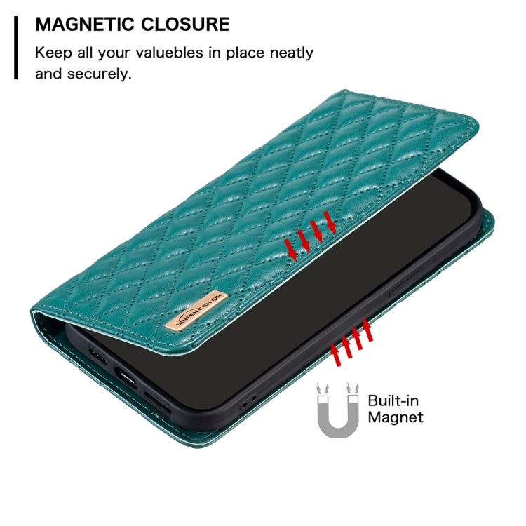 For Samsung Galaxy S24+ 5G Diamond Lattice Magnetic Leather Flip Phone Case(Green)