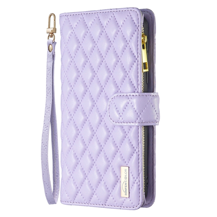 For Samsung Galaxy S23 FE 5G Diamond Lattice Zipper Wallet Leather Flip Phone Case(Purple) For Samsung Galaxy S23 FE 5G Diamond Lattice Zipper Wallet Leather Flip Phone Case(Purple)