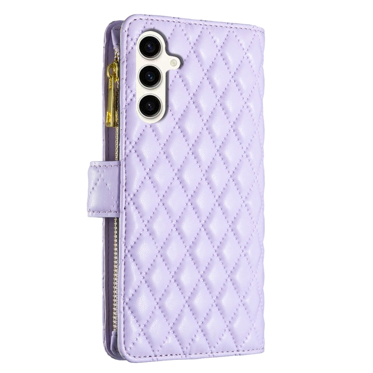 For Samsung Galaxy S23 FE 5G Diamond Lattice Zipper Wallet Leather Flip Phone Case(Purple) For Samsung Galaxy S23 FE 5G Diamond Lattice Zipper Wallet Leather Flip Phone Case(Purple)