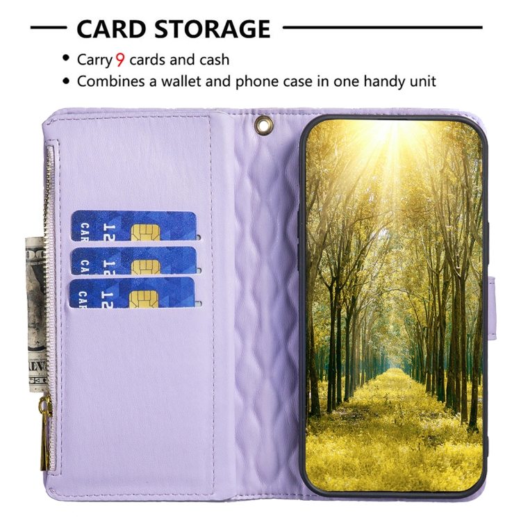 For Samsung Galaxy S23 FE 5G Diamond Lattice Zipper Wallet Leather Flip Phone Case(Purple) For Samsung Galaxy S23 FE 5G Diamond Lattice Zipper Wallet Leather Flip Phone Case(Purple)