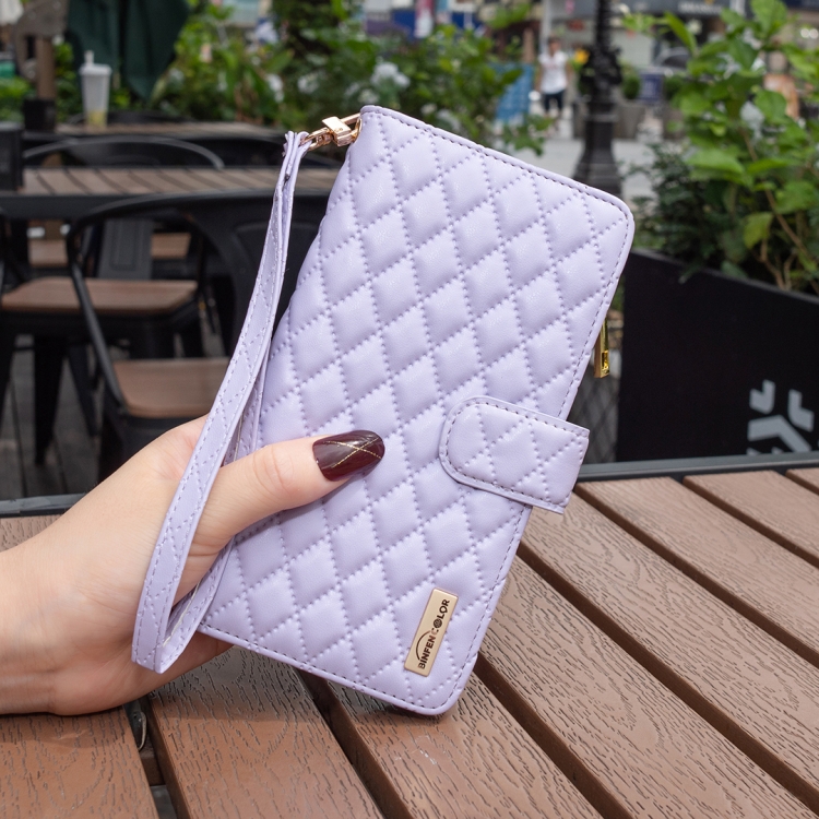 For Samsung Galaxy S23 FE 5G Diamond Lattice Zipper Wallet Leather Flip Phone Case(Purple) For Samsung Galaxy S23 FE 5G Diamond Lattice Zipper Wallet Leather Flip Phone Case(Purple)