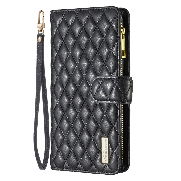 Samsung Galaxy S24 Ultra Diamond Quilted Leather Zipper Wallet