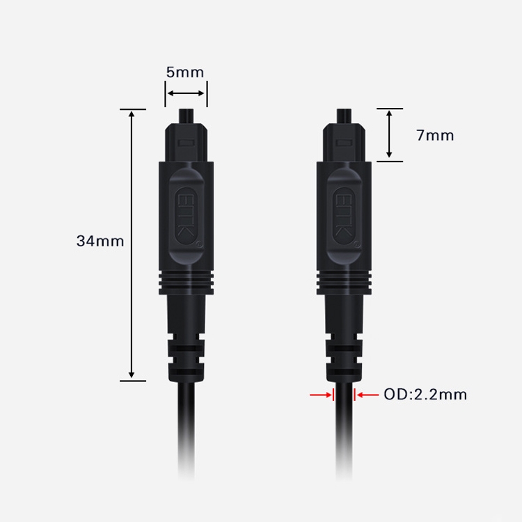 5m EMK OD2.2mm Cable de fibra óptica de audio digital Cable de equilibrio de altavoz de plástico (blanco) - 2