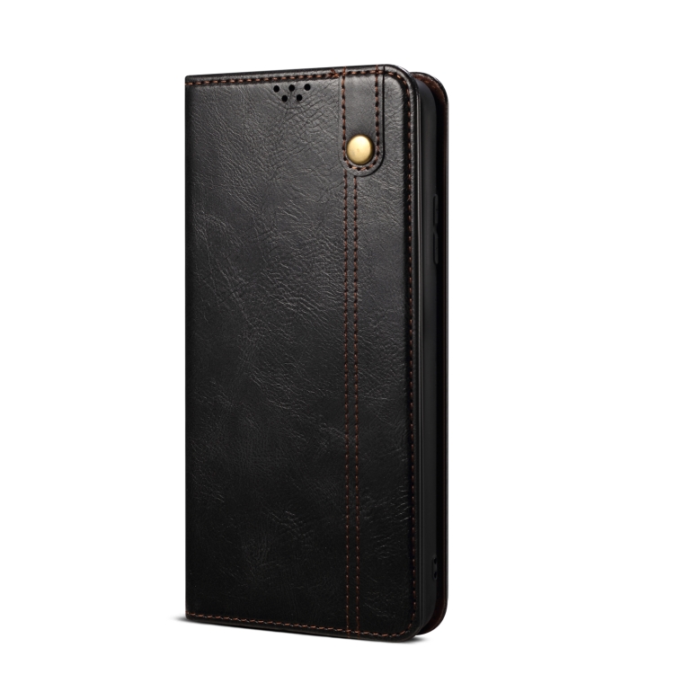 For iPhone 15 Oil Wax Crazy Horse Texture Leather Phone Case(Black) For iPhone 15 Oil Wax Crazy Horse Texture Leather Phone Case(Black)