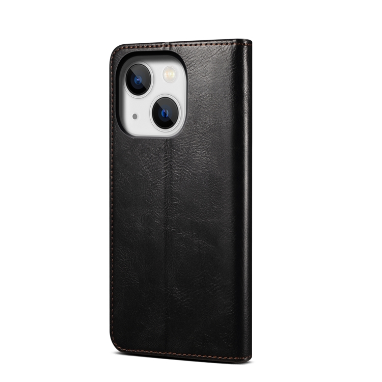 For iPhone 15 Oil Wax Crazy Horse Texture Leather Phone Case(Black) For iPhone 15 Oil Wax Crazy Horse Texture Leather Phone Case(Black)
