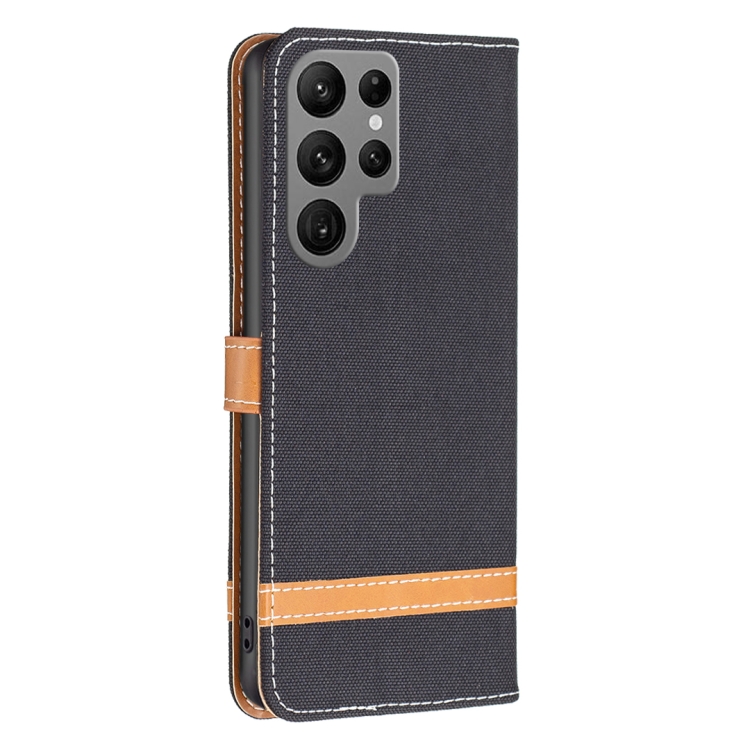 For Samsung Galaxy S24 Ultra 5G Color Block Denim Texture Leather Phone Case(Black) For Samsung Galaxy S24 Ultra 5G Color Block Denim Texture Leather Phone Case(Black)