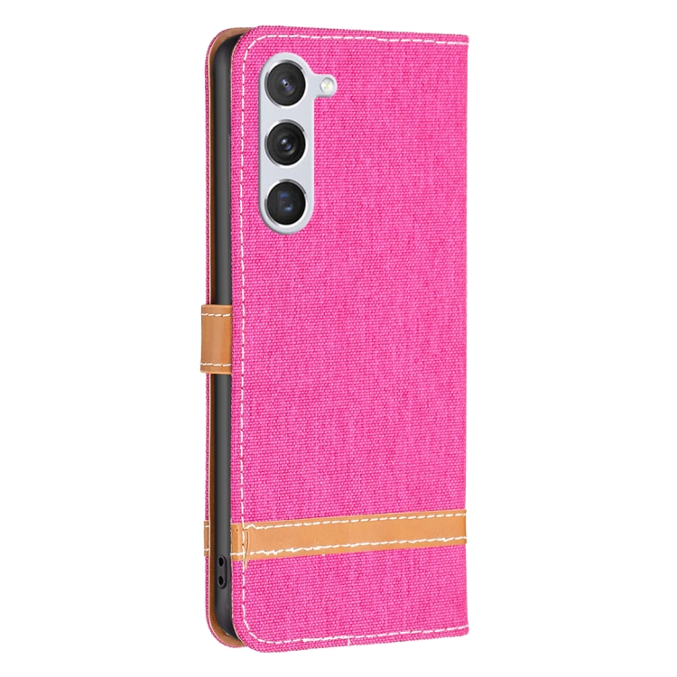 For Samsung Galaxy S24 5G Color Block Denim Texture Leather Phone Case(Rose Red) For Samsung Galaxy S24 5G Color Block Denim Texture Leather Phone Case(Rose Red)