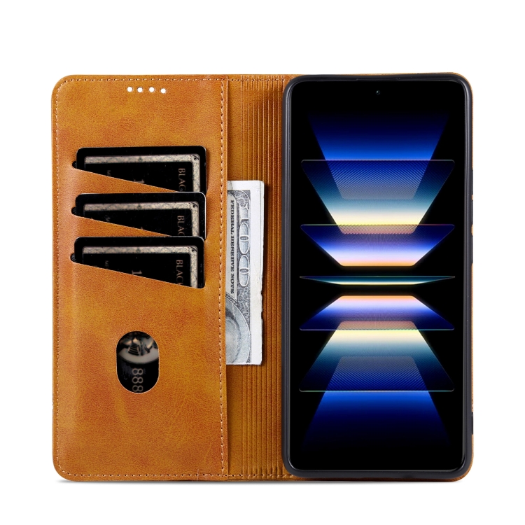 For Samsung Galaxy S24 5G AZNS Magnetic Calf Texture Flip Leather Phone Case(Light Brown) For Samsung Galaxy S24 5G AZNS Magnetic Calf Texture Flip Leather Phone Case(Light Brown)