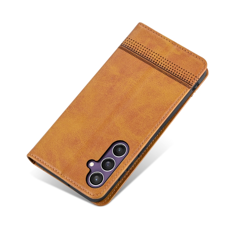 For Samsung Galaxy S24 5G AZNS Magnetic Calf Texture Flip Leather Phone Case(Light Brown) For Samsung Galaxy S24 5G AZNS Magnetic Calf Texture Flip Leather Phone Case(Light Brown)