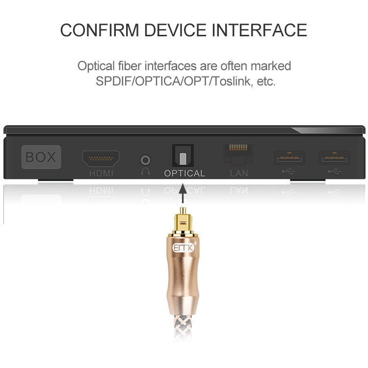 1m EMK OD6.0mm Cable de conexión de fibra óptica de audio digital de TV chapado en oro - 11