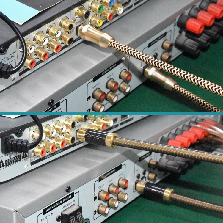 1m EMK OD6.0mm Cable de conexión de fibra óptica de audio digital de TV chapado en oro - 14