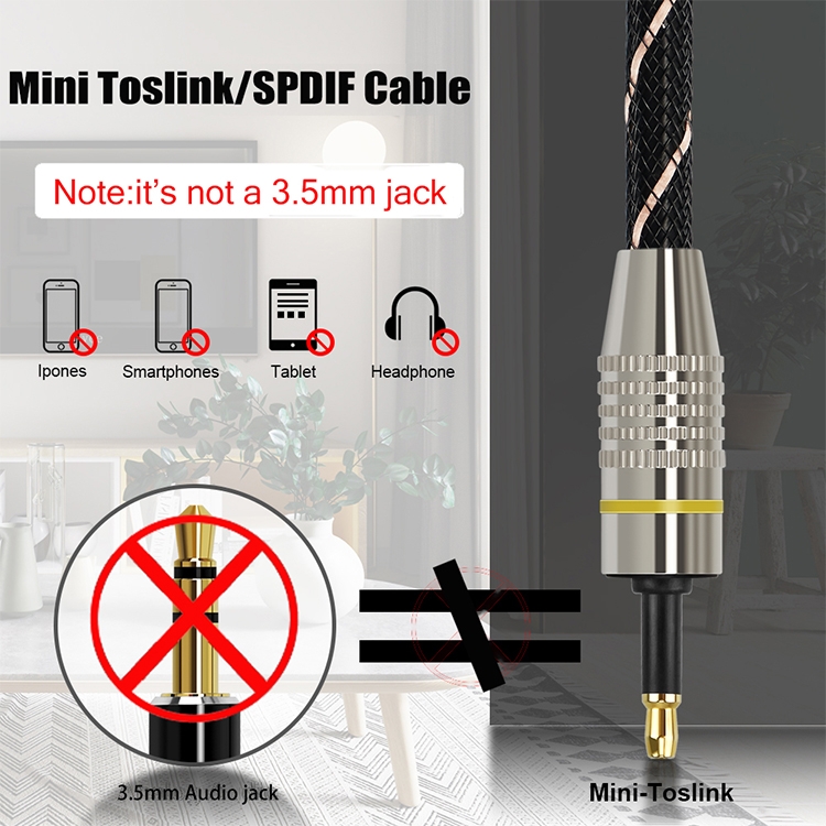 Cable de conexión de fibra óptica de audio digital de 5m EMK OD6.0mm a puerto redondo Set-top Box - 9
