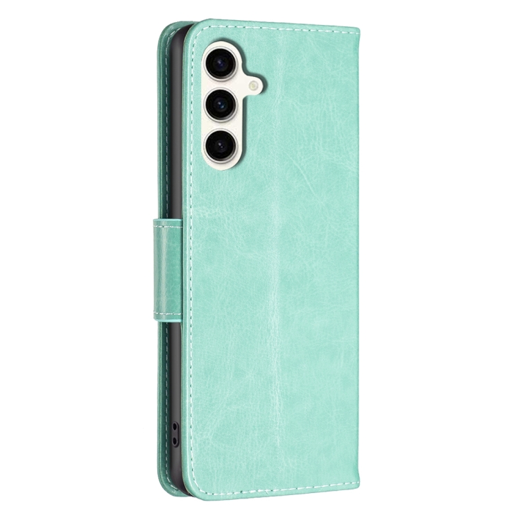 For Samsung Galaxy S23 FE 5G Embossing Two Butterflies Pattern Leather Phone Case(Green)