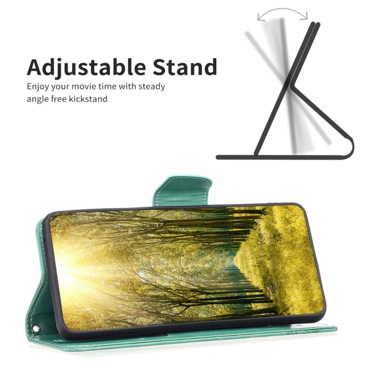 For Samsung Galaxy S23 FE 5G Embossing Two Butterflies Pattern Leather Phone Case(Green)