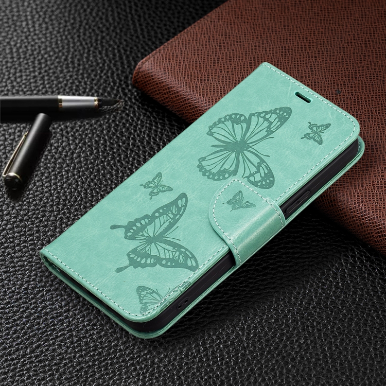 For Samsung Galaxy S23 FE 5G Embossing Two Butterflies Pattern Leather Phone Case(Green)