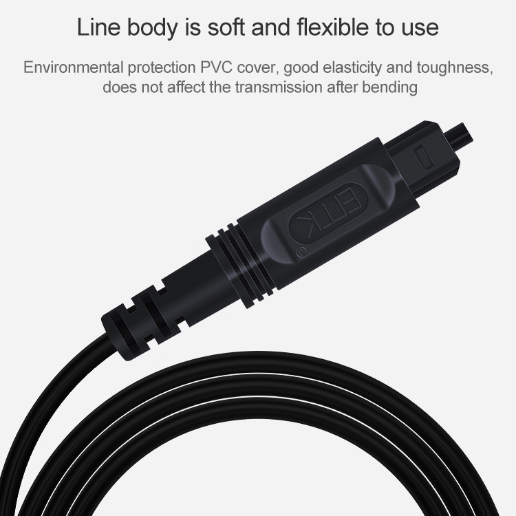 1m EMK OD4.0mm Puerto cuadrado a puerto cuadrado Cable de conexión de fibra óptica de altavoz de audio digital (negro) - 6