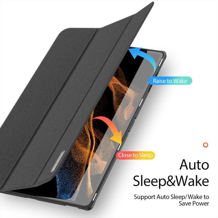 Para Samsung Galaxy Tab S9 Ultra DUX DUCIS Domo Series Funda de tableta de cuero magnético con textura de tela (Negro) - 4