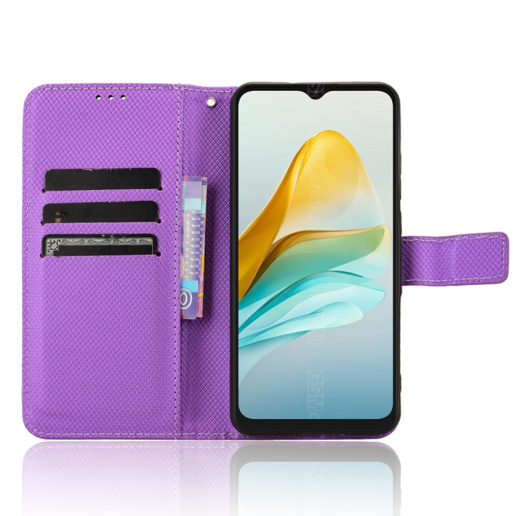 For ZTE Blade A53 Pro Diamond Texture Leather Phone Case(Purple)