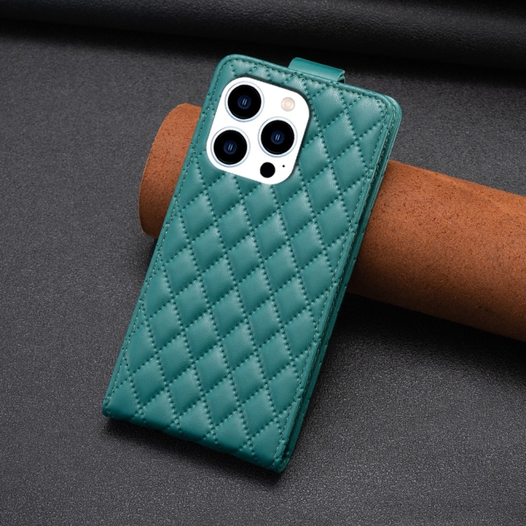 For iPhone 15 Pro Diamond Lattice Vertical Flip Leather Phone Case(Green) For iPhone 15 Pro Diamond Lattice Vertical Flip Leather Phone Case(Green)