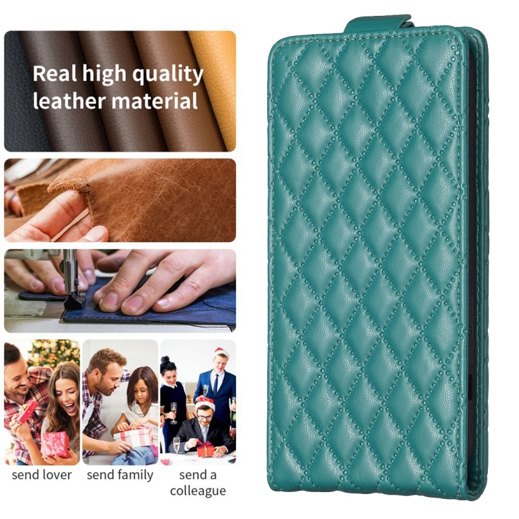 For iPhone 15 Pro Diamond Lattice Vertical Flip Leather Phone Case(Green) For iPhone 15 Pro Diamond Lattice Vertical Flip Leather Phone Case(Green)