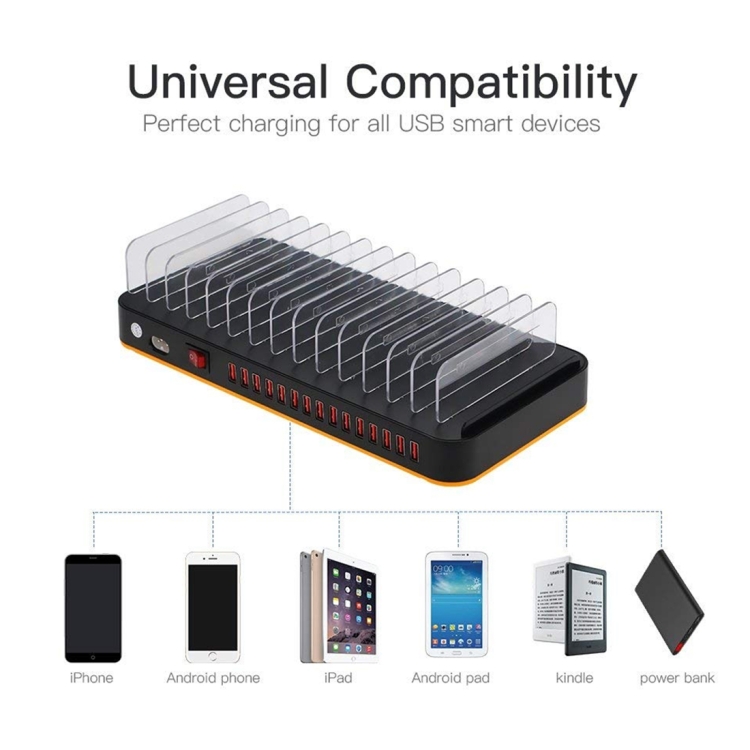 WLX-815P 180W 15 Ports USB Fast Charging Dock Smart Charger with Holder, AU Plug WLX-815P 180W 15 Ports USB Fast Charging Dock Smart Charger with Holder, AU Plug