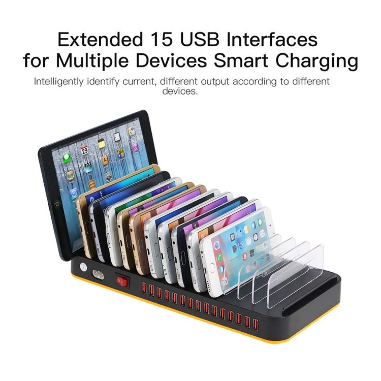 WLX-815P 180W 15 Ports USB Fast Charging Dock Smart Charger with Holder, AU Plug WLX-815P 180W 15 Ports USB Fast Charging Dock Smart Charger with Holder, AU Plug