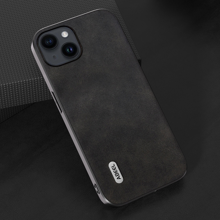 For iPhone 14 Plus ABEEL Dual Color Cowhide Texture PU Phone Case(Black) For iPhone 14 Plus ABEEL Dual Color Cowhide Texture PU Phone Case(Black)