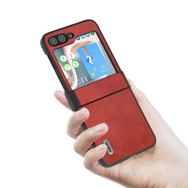 For Samsung Galaxy Z Flip5 ABEEL Two-color Calf Texture PU Phone Case(Red)