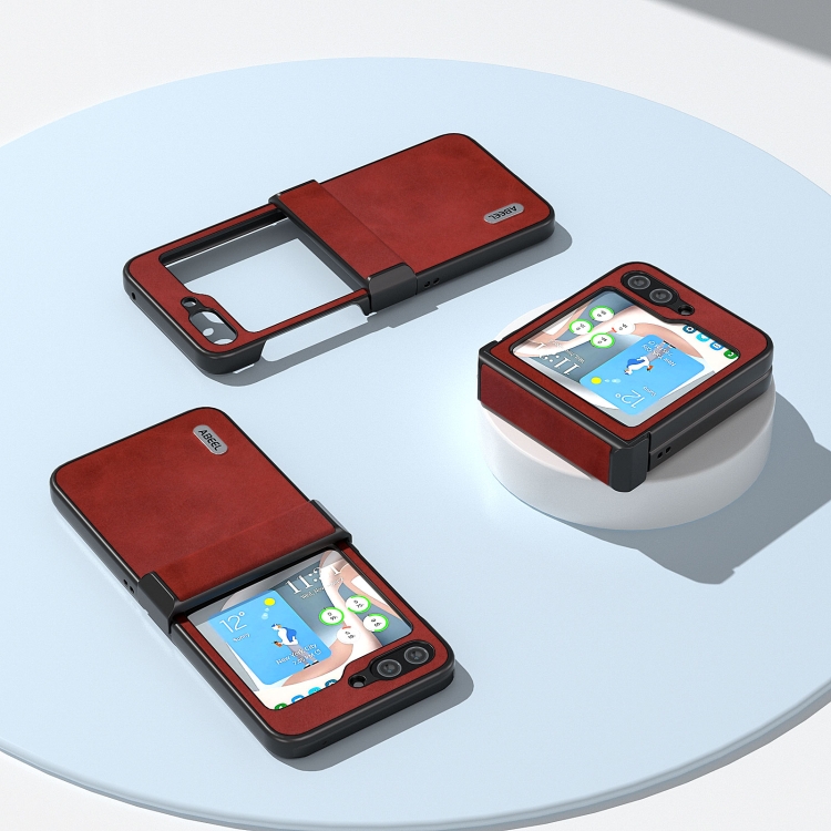 For Samsung Galaxy Z Flip5 ABEEL Two-color Calf Texture PU Phone Case(Red)