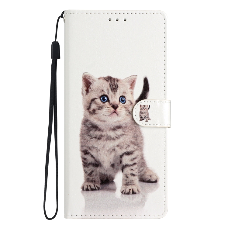 For iPhone 15 Pro Colored Drawing Leather Phone Case(Little Tabby Cat) For iPhone 15 Pro Colored Drawing Leather Phone Case(Little Tabby Cat)