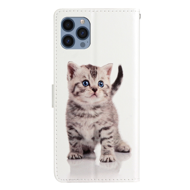 For iPhone 15 Pro Colored Drawing Leather Phone Case(Little Tabby Cat) For iPhone 15 Pro Colored Drawing Leather Phone Case(Little Tabby Cat)
