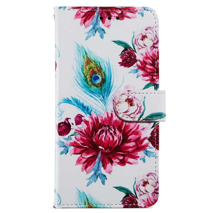 For iPhone 15 Plus Colored Drawing Leather Phone Case(Peacock Flower) For iPhone 15 Plus Colored Drawing Leather Phone Case(Peacock Flower)