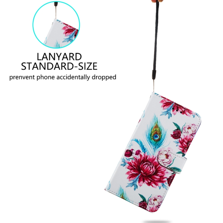 For iPhone 15 Plus Colored Drawing Leather Phone Case(Peacock Flower) For iPhone 15 Plus Colored Drawing Leather Phone Case(Peacock Flower)