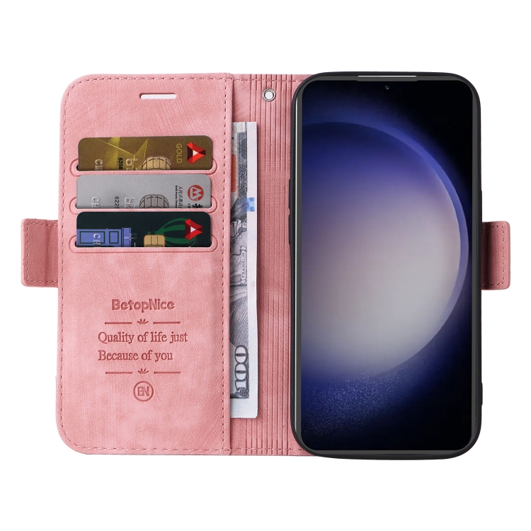 For Samsung Galaxy S23 FE 5G BETOPNICE Dual-side Buckle Leather Phone Case(Pink) For Samsung Galaxy S23 FE 5G BETOPNICE Dual-side Buckle Leather Phone Case(Pink)