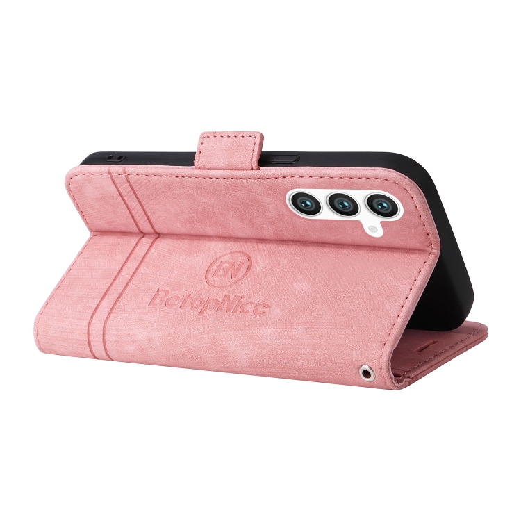 For Samsung Galaxy S23 FE 5G BETOPNICE Dual-side Buckle Leather Phone Case(Pink) For Samsung Galaxy S23 FE 5G BETOPNICE Dual-side Buckle Leather Phone Case(Pink)