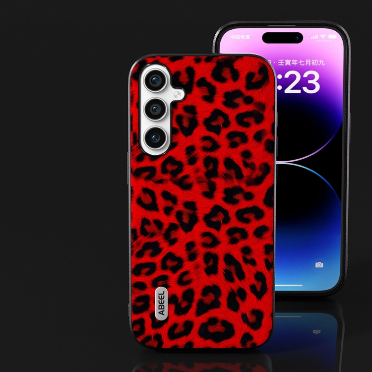 For Samsung Galaxy S23 FE 5G ABEEL Black Edge Leopard Phone Case(Red Leopard) For Samsung Galaxy S23 FE 5G ABEEL Black Edge Leopard Phone Case(Red Leopard)