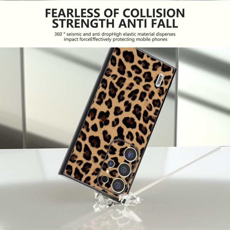 For Samsung Galaxy S24 Ultra 5G ABEEL Black Edge Leopard Phone Case(Leopard Print) For Samsung Galaxy S24 Ultra 5G ABEEL Black Edge Leopard Phone Case(Leopard Print)