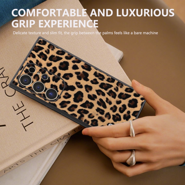 For Samsung Galaxy S24 Ultra 5G ABEEL Black Edge Leopard Phone Case(Leopard Print) For Samsung Galaxy S24 Ultra 5G ABEEL Black Edge Leopard Phone Case(Leopard Print)