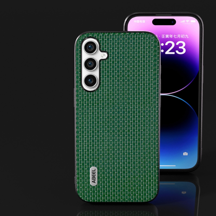 For Samsung Galaxy S23 FE 5G ABEEL Genuine Leather Luxury Black Edge Phone Case(Night Green) For Samsung Galaxy S23 FE 5G ABEEL Genuine Leather Luxury Black Edge Phone Case(Night Green)