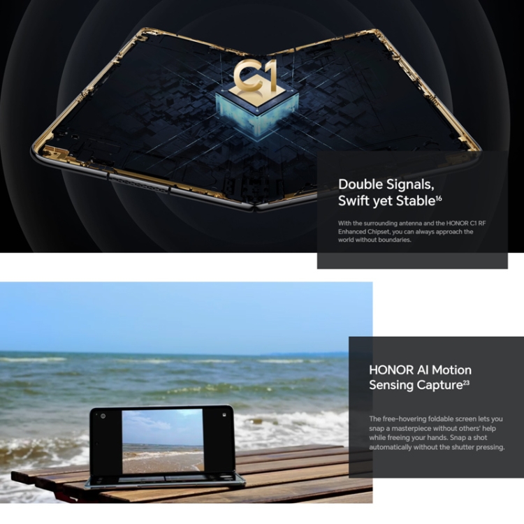 Honor Magic V2 Ultimate 5G, 16GB+1TB, 7.92 inch + 6.43 inch MagicOS 7.2 Snapdragon 8 Gen2  Octa Core up to 3.36GHz, Network: 5G, OTG, Not Support Google Play(Black)