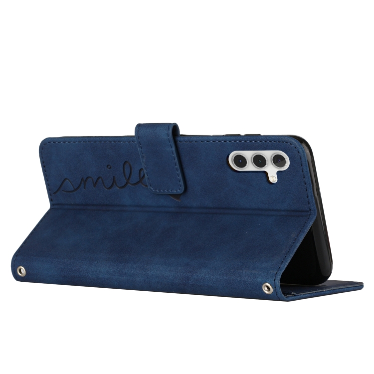 For Samsung Galaxy S23 FE 5G Skin Feel Heart Pattern Leather Phone Case(Blue) For Samsung Galaxy S23 FE 5G Skin Feel Heart Pattern Leather Phone Case(Blue)