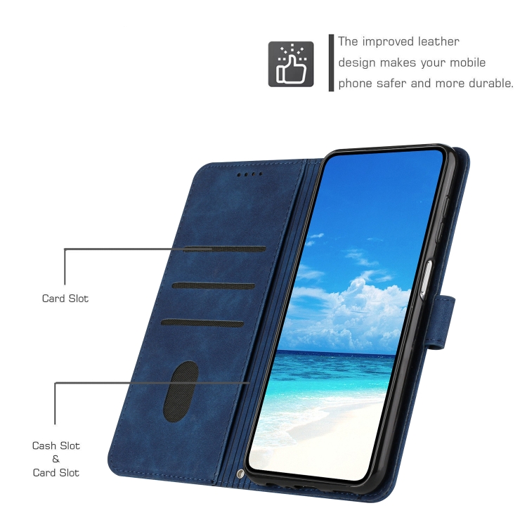 For Samsung Galaxy S23 FE 5G Skin Feel Heart Pattern Leather Phone Case(Blue) For Samsung Galaxy S23 FE 5G Skin Feel Heart Pattern Leather Phone Case(Blue)