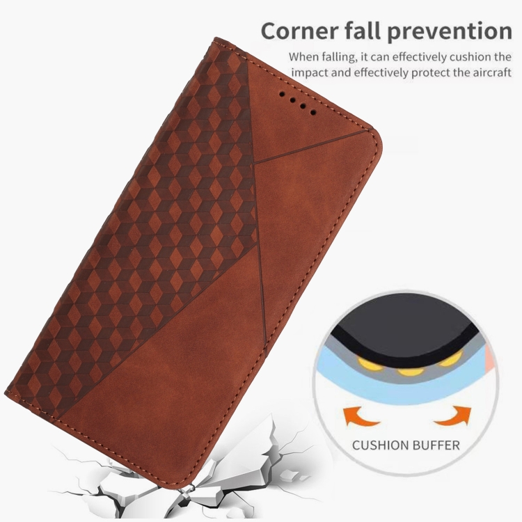 For iPhone 15 Diamond Splicing Skin Feel Magnetic Leather Phone Case(Brown) For iPhone 15 Diamond Splicing Skin Feel Magnetic Leather Phone Case(Brown)