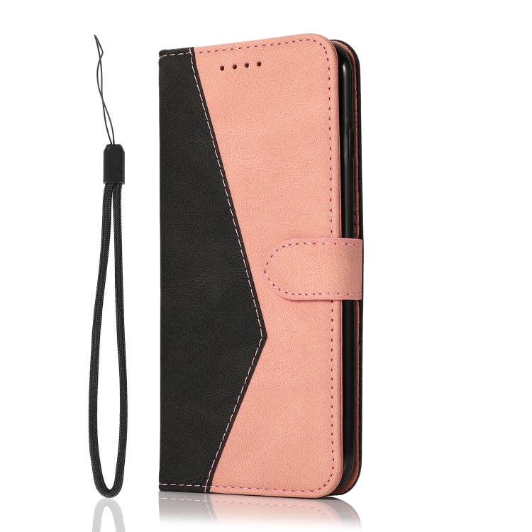 For iPhone 16 Dual-color Stitching Leather Phone Case(Black Rose Gold) For iPhone 16 Dual-color Stitching Leather Phone Case(Black Rose Gold)