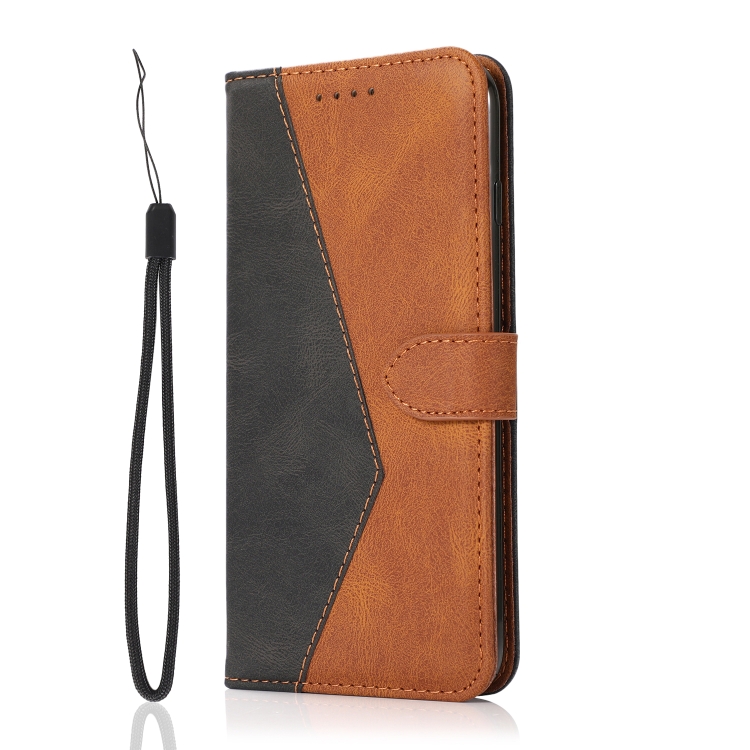 For iPhone 16 Pro Dual-color Stitching Leather Phone Case(Black Brown)