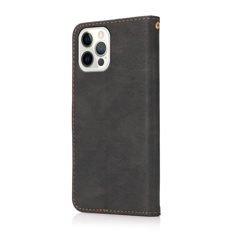 For iPhone 16 Pro Dual-color Stitching Leather Phone Case(Black Brown)