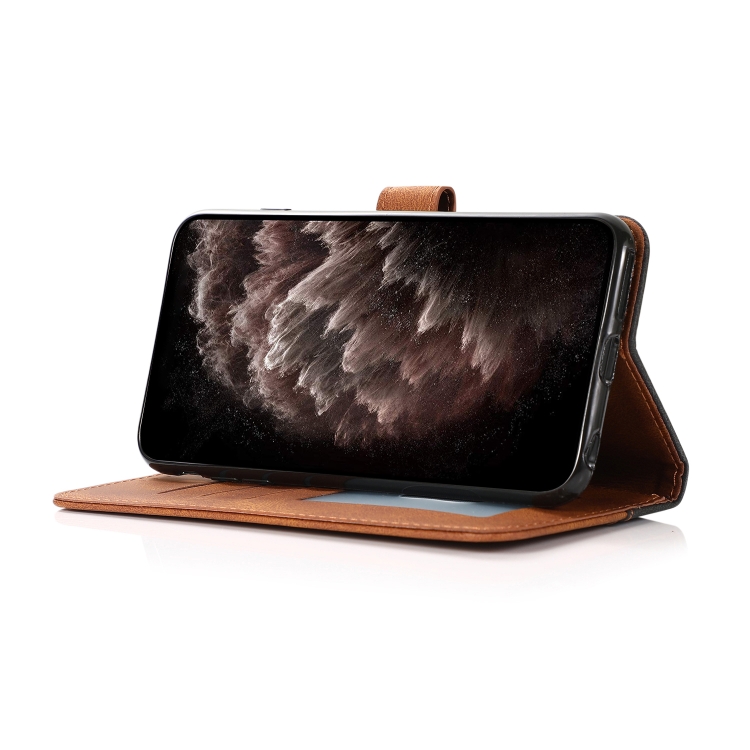 For iPhone 16 Pro Dual-color Stitching Leather Phone Case(Black Brown)