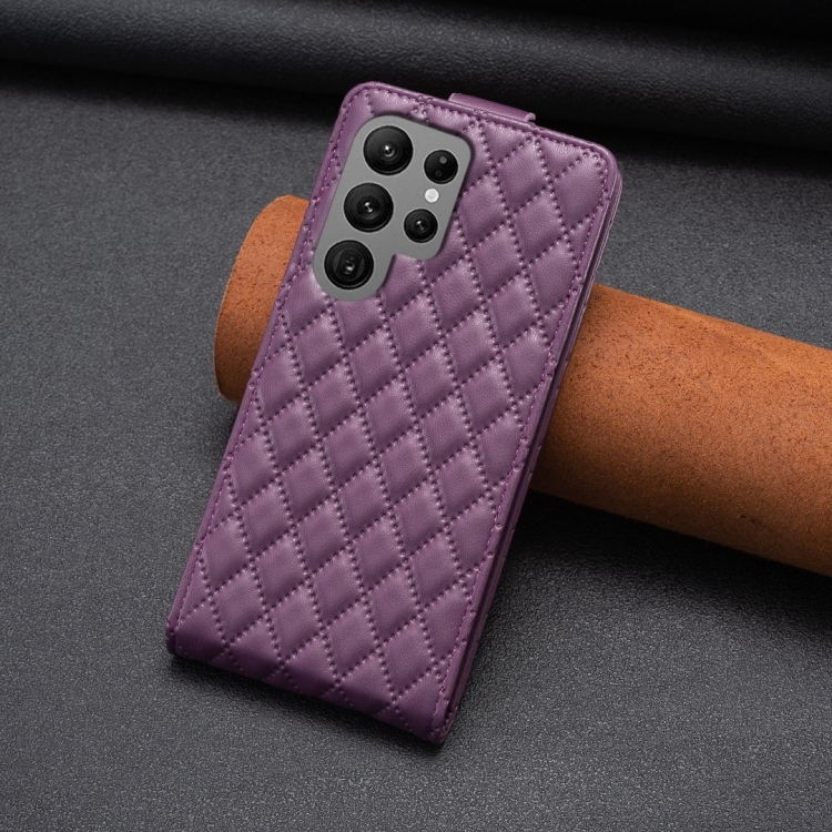 For Samsung Galaxy S23 Ultra 5G Diamond Lattice Vertical Flip Leather Phone Case(Dark Purple) For Samsung Galaxy S23 Ultra 5G Diamond Lattice Vertical Flip Leather Phone Case(Dark Purple)