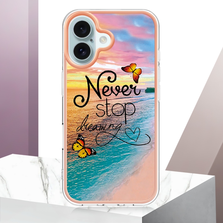 For iPhone 16 Plus Electroplating Pattern IMD TPU Shockproof Case(Dream Chasing Butterfly) For iPhone 16 Plus Electroplating Pattern IMD TPU Shockproof Case(Dream Chasing Butterfly)